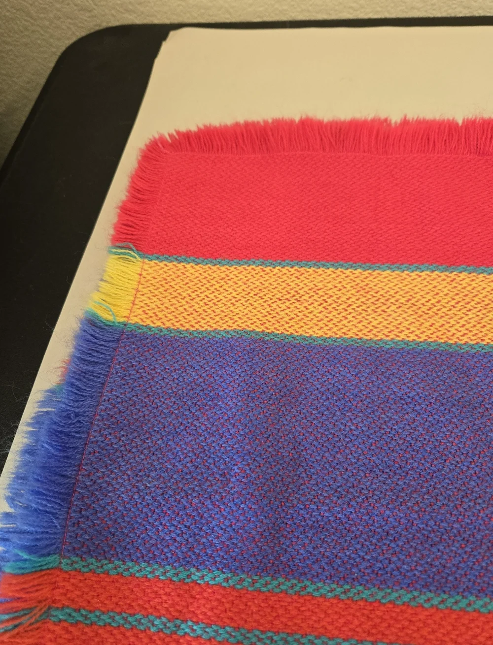 Vibrant Mexican Inspired Woven Cotton Fringe Placemats & Napkins Set Of 6 Each
